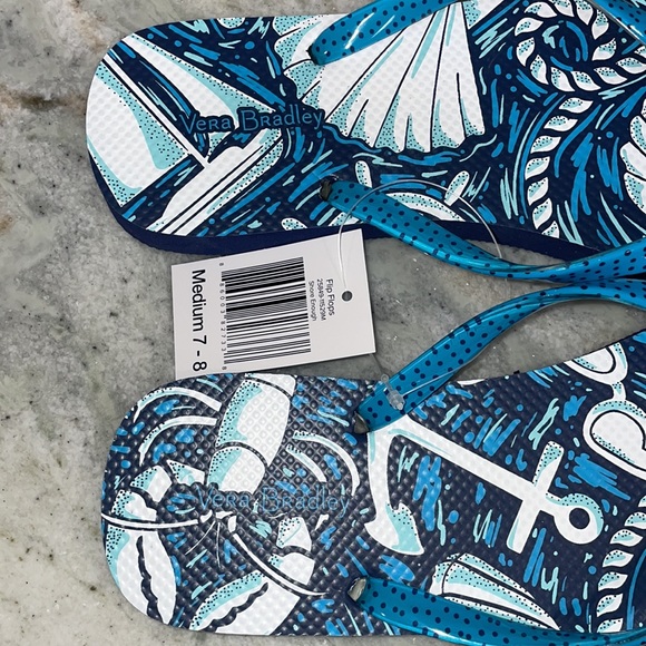 NWT Vera Bradley Flip Flops - Shore Enough - Women's Medium Sz 7/8 Shells Beach - Picture 5 of 12